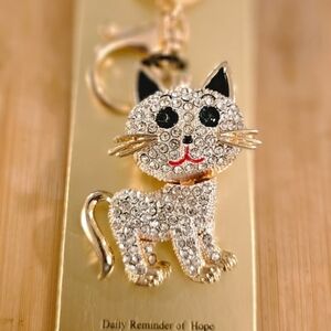BLING BLING CAT JOINTED BAG CHARM/ KEYCHAIN NWT NATASHA